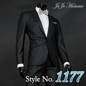 JEJE S/S Mens New Black Slim Fit Suit Tuxedo  