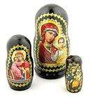   Icon Religious Doll 3 Nesting Wood Madonna & Child Christ Jesus Gift