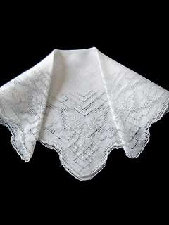 Beautiful Vintage Linen Embroidered Wedding Hankie  