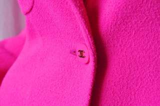 CHANEL BOUTIQUE Hot Pink Wool Blazer Jacket Coat 40 NEW  