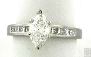 GIA CERTIFIED 950 PLATINUM 1.22CT SI1/E MARQUISE DIAMOND WEDDING RING 