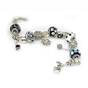  TOC BEADZ 925 Silver Blue Black Bead Bracelet Jewelry