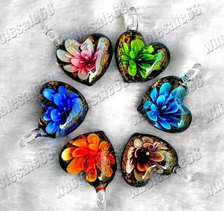 Wholesale lots 24ps flower heart Murano glass↘pendants  