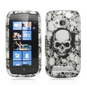  Nokia Lumia 710 White Skull 2D Design Hard Rubberized Snap 