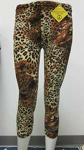 Brown Animal Leopard Leggings Jeggings Tights Large  