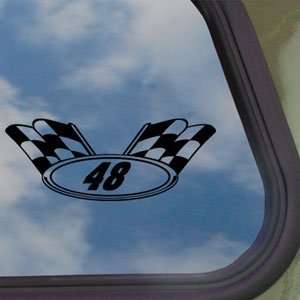 JIMMIE JOHNSON # 48 CHECKERD FLAG Black Decal NASCAR Sticker  