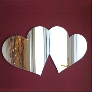  Acrylic Joined Love Hearts Mirror 12cm X 8cm