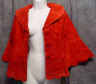 Buttery SOFT Flirty Blood RED Suede LEATHER Jacket 6  