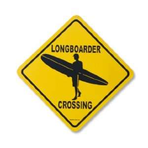  Longboarder Crossing Aluminum Sign in Yellow Everything 