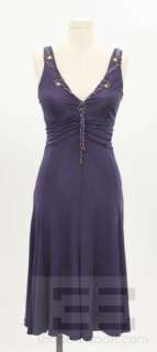Karen Millen Purple Jersey Knit Braided Trim Sleeveless Dress Size US 