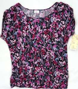 NEW XL OH BABY MATERNITY Black/Pinks Floral Shirt/Blouse  