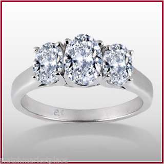 84 Carat 3 Stone Oval Cut Diamond Engagement Ring G SI2 EGL  