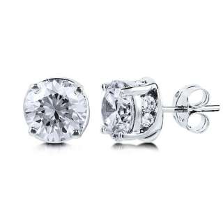 ROUND CZ STERLING SILVER SOLITAIRE EARRINGS 2.3 CT.TW  