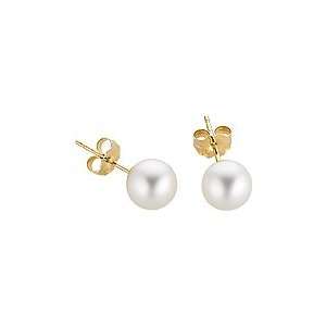   Cultured Freshwater Pearl Stud Earrings in 14K Yellow Gold Jewelry