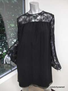 Jenni Kayne Black Lace Sleeve/Neck Relaxed Dress M  