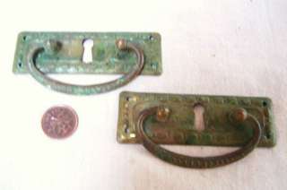 Antique Brass Handles with Backplates and Keyholes  