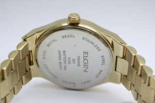 New Elgin Men Steel Gold Dress Date Watch 40 mm FG1035  