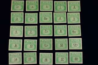 Set of Wine Stamps Scotts # RE 108 203 MNH  USA  