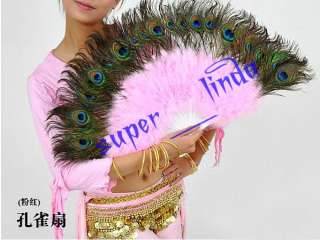 Hot New Belly Dance Peacock Feather Fan 10 colours  