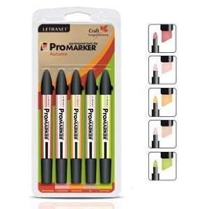  Letraset Promarker Twin Tip Pen 5 Pack Color Set   Autumn 