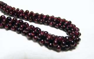 VINTAGE CIRCA 1940s GARNET CLUSTER NECKLACE BEADS BRAIDED ROPE RICH 