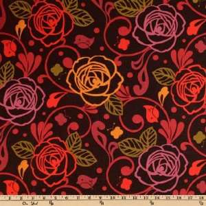   Frippery Birds & Roses Brown Fabric By The Yard Arts, Crafts & Sewing