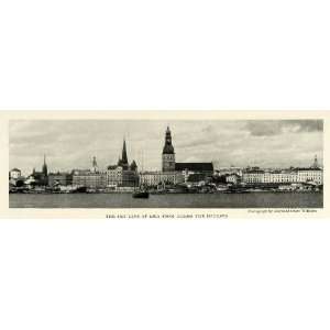 1924 Print Latvia Riga Daugava Schloss Rathaus Latvija Europe Skyline 