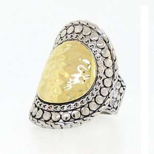  Two tone Large Hammered Disc Ring, 6 [Jewelry] Jewelry