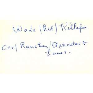  Wade Killefer Autographed 3x5 Card