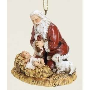  Pack of 12 The Kneeling Santa Claus with Baby Jesus & Lamb 