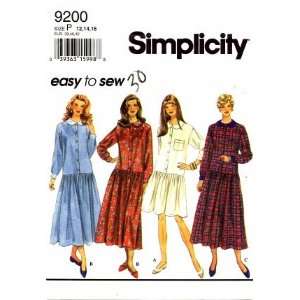  Simplicity 9200 Sewing Pattern Misses Dropped Waist Dress 