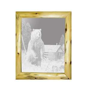Mirror Wall Decor With Grizzly Bear Etched Mirror   Grizzly Bear Decor 