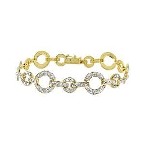   Over Sterling Silver Diamond Accent Open Circle & Bar Link Bracelet