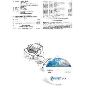   NEW Patent CD for STENOGRAPHIC TRANSCRIPTION SYSTEM 