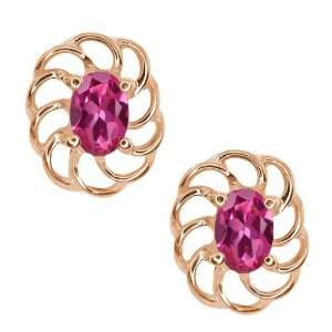    1.00 Ct Oval Pink Tourmaline 10k Rose Gold Earrings Jewelry