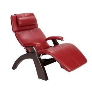   Gravity Recliner with Dark Walnut Base, Red Bonded Leat Health