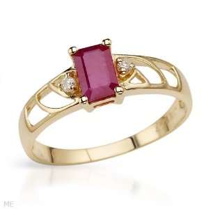 Ring With 0.59ctw Precious Stones   Genuine Diamonds and Ruby Made in 