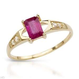 Ring With 0.85ctw Precious Stones   Genuine Clean Diamonds and Ruby in 