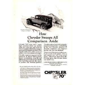  1926 Ad Chrysler 70 Royal Sedan Original Vintage Car Print Ad 