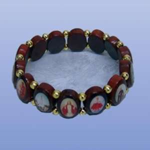  12 Wood Bracelets with Pictures of Saints