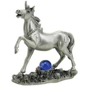  Pewter Unicorn with Glass Ball