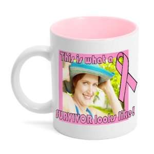    Pink Ribbon Breast Cancer Survivor Photo Mug 