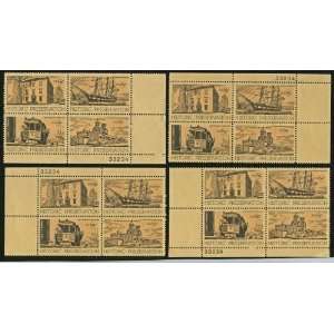   WHALING VESSEL ~ CABLE CAR #1443a Plate Block of 4 x 8¢ US Postage