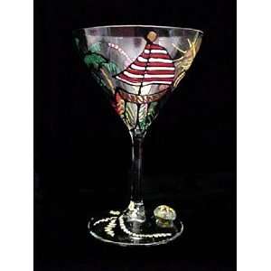  Caribbean Excitement Design   Hand Painted   Martini Glass 