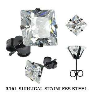  316L Black IP Plated Surgical Stainless Steel Stud Earring 
