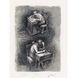   Henry Moore   32 x 42 inches   Girl seated at desk IX