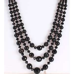 Amour NG1200BA 24in. 800ct TGW 4 18mm Round Black Agate & 8mm Black 