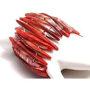  Maroon Red Genuine Abalone Shell Stretch Bracelet 