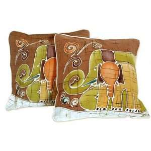    Cotton cushion covers, Elephant Family (pair)