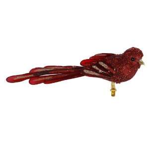  Bird Ornament   8 Red Beaded Bird w/Clip 6/Set   P103503S 